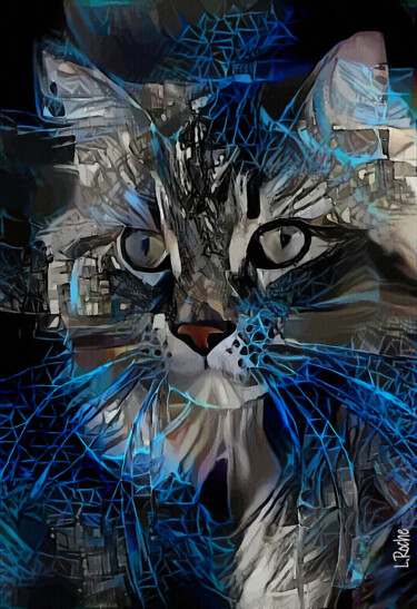 Digital Arts titled "Arig, cat" by L.Roche, Original Artwork, Acrylic
