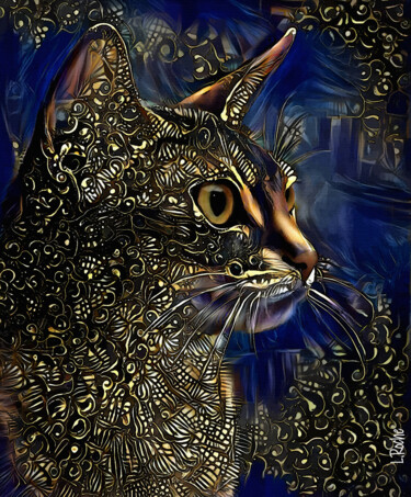 Digital Arts titled "Karol, cat" by L.Roche, Original Artwork, Acrylic