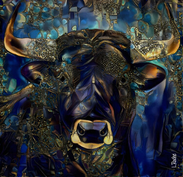 Digital Arts titled "Bull night show" by L.Roche, Original Artwork, Acrylic