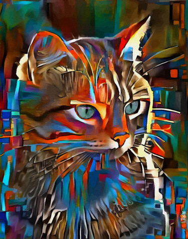 Digital Arts titled "Synette, cat" by L.Roche, Original Artwork, Acrylic