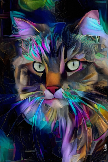 Digital Arts titled "Algora, cat" by L.Roche, Original Artwork, Acrylic