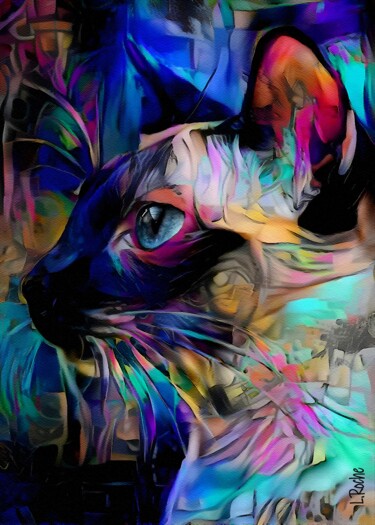 Arts numériques intitulée "Siam-Rinbo, cat" par L.Roche, Œuvre d'art originale, Acrylique