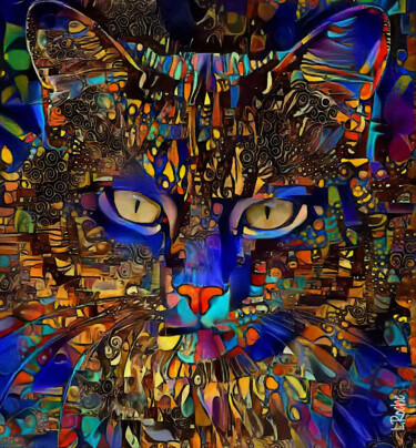 Digital Arts titled "Sangat, cat" by L.Roche, Original Artwork, Acrylic