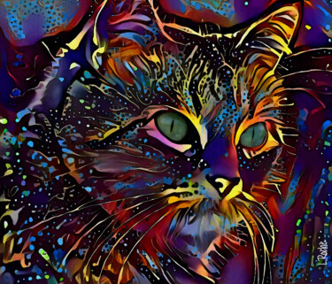 Digital Arts titled "Fitty, cat" by L.Roche, Original Artwork, Acrylic