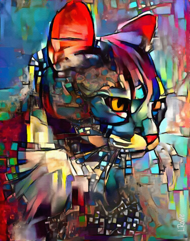 Digitale Kunst getiteld "Cataka, cat" door L.Roche, Origineel Kunstwerk, Acryl