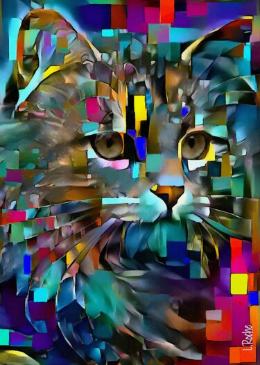 Arts numériques intitulée "Zazzy, cat" par L.Roche, Œuvre d'art originale, Acrylique