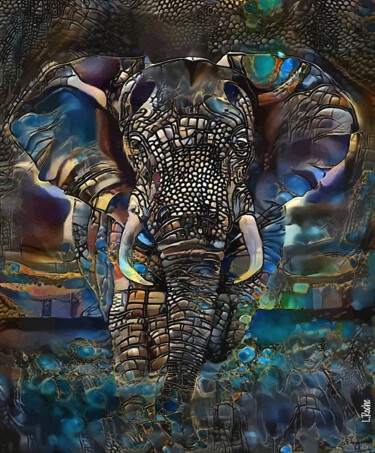 Digitale Kunst mit dem Titel "Eléphant 6300" von L.Roche, Original-Kunstwerk, 2D digitale Arbeit