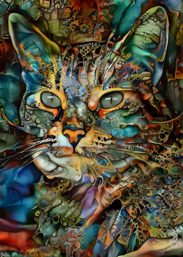 Digitale Kunst getiteld "Shandy, cat" door L.Roche, Origineel Kunstwerk, Acryl