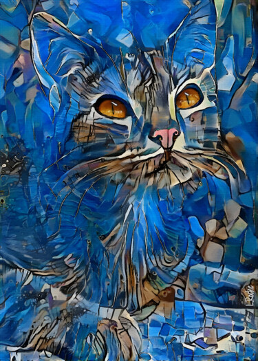 Digital Arts titled "Sony-Lu, cat" by L.Roche, Original Artwork, Acrylic
