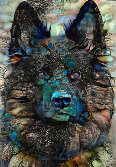 Digitale Kunst getiteld "Simon, dog" door L.Roche, Origineel Kunstwerk, 2D Digital Work