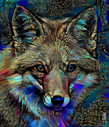 Digital Arts titled "Foxy blue" by L.Roche, Original Artwork, 2D Digital Work