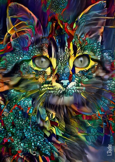 Digital Arts titled "Maïa, cat" by L.Roche, Original Artwork, Acrylic