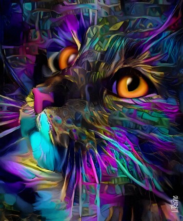 Arte digital titulada "Aldina, cat" por L.Roche, Obra de arte original, Acrílico Montado en Otro panel rígido