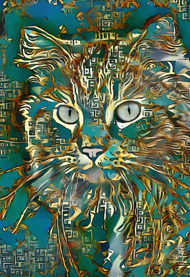 Arts numériques intitulée "Dangelo, cat" par L.Roche, Œuvre d'art originale, Acrylique