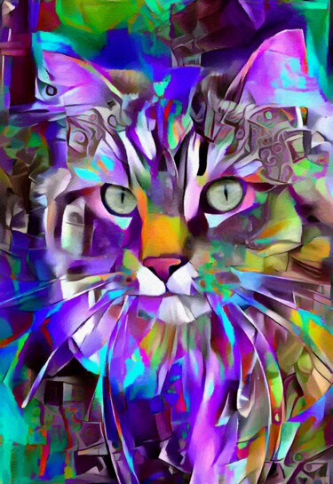 Arts numériques intitulée "Rustyn, cat" par L.Roche, Œuvre d'art originale, Acrylique