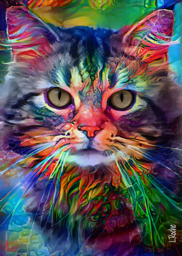Arts numériques intitulée "Rubbo, cat" par L.Roche, Œuvre d'art originale, Acrylique