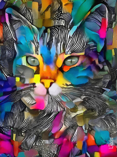 Digital Arts titled "Marsan, cat" by L.Roche, Original Artwork, Acrylic