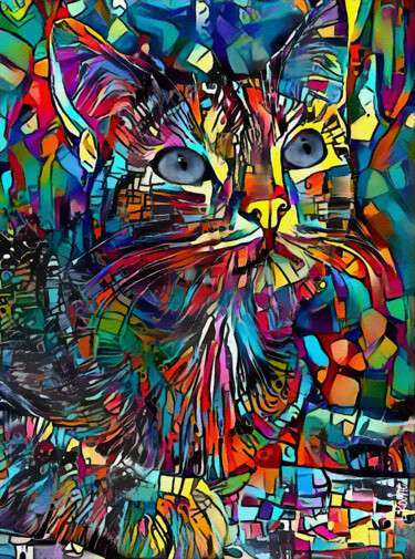 Digital Arts titled "Danguy, cat" by L.Roche, Original Artwork, Acrylic