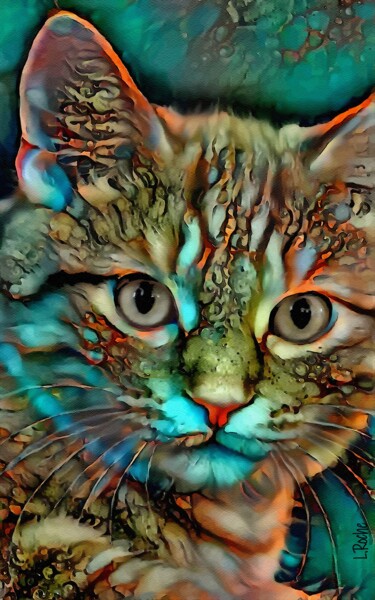 Digital Arts titled "Zakya, cat" by L.Roche, Original Artwork, Acrylic