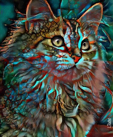 Цифровое искусство под названием "Garnet, cat" - L.Roche, Подлинное произведение искусства, Акрил
