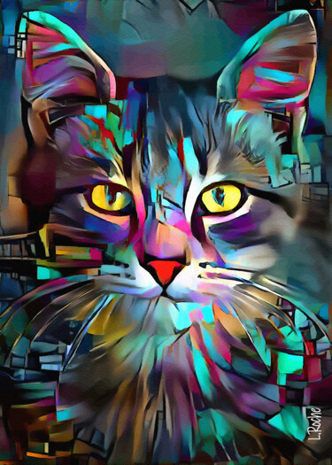 Digital Arts titled "Nasty, cat" by L.Roche, Original Artwork, Acrylic