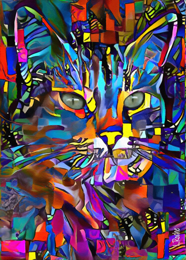 Arts numériques intitulée "Zarry, cat" par L.Roche, Œuvre d'art originale, Acrylique