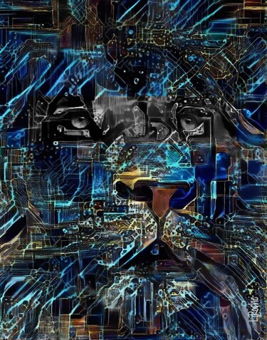 Digitale Kunst mit dem Titel "Metaverse King" von L.Roche, Original-Kunstwerk, Acryl