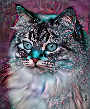 Digital Arts titled "Mirymoon, cat" by L.Roche, Original Artwork, Acrylic