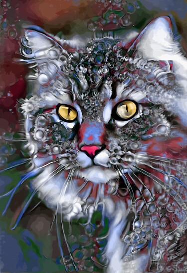 Arts numériques intitulée "Goraa, cat" par L.Roche, Œuvre d'art originale, Acrylique