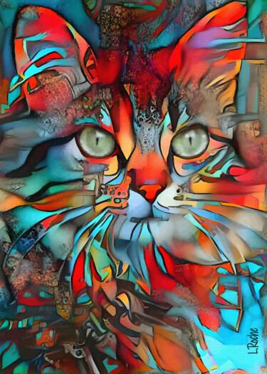 Digitale Kunst mit dem Titel "Zooky,cat" von L.Roche, Original-Kunstwerk, Acryl