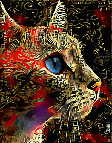 Arte digitale intitolato "Flame, cat" da L.Roche, Opera d'arte originale, Acrilico