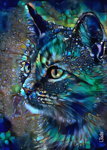 Digital Arts titled "Pikymoon, cat" by L.Roche, Original Artwork, Acrylic