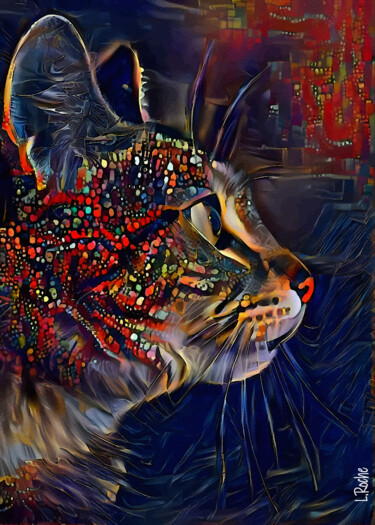 Digital Arts titled "Melbo, cat" by L.Roche, Original Artwork, Acrylic