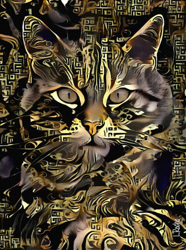 Digital Arts titled "Darkos, cat" by L.Roche, Original Artwork, Acrylic