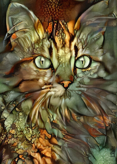 Digital Arts titled "Mayaki, cat" by L.Roche, Original Artwork, Acrylic