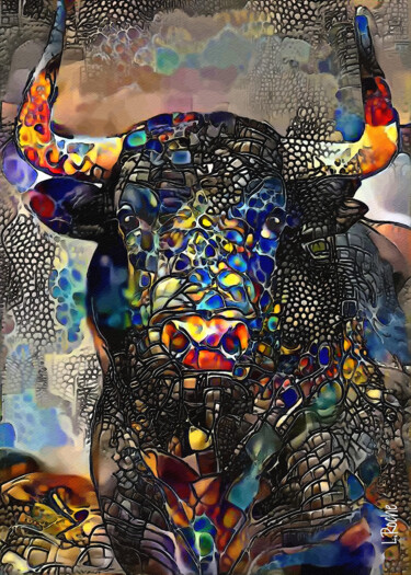 Цифровое искусство под названием "Ytzaar, bull" - L.Roche, Подлинное произведение искусства, Акрил