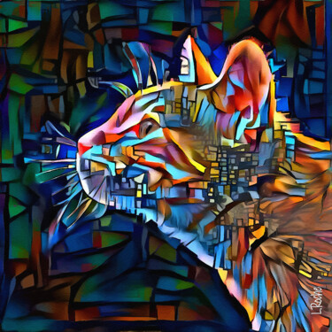 Digital Arts titled "Bigote dos, cat" by L.Roche, Original Artwork, Acrylic