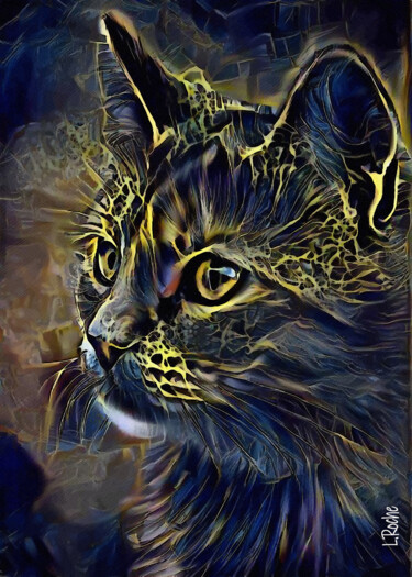 Digital Arts titled "Mendy flash, cat" by L.Roche, Original Artwork, Acrylic