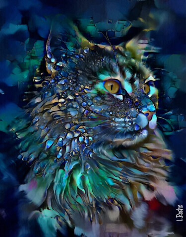 Digitale Kunst getiteld "Vita, cat - Mix med…" door L.Roche, Origineel Kunstwerk, Acryl