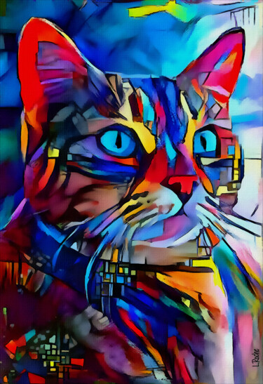 Digitale Kunst getiteld "Tang, cat" door L.Roche, Origineel Kunstwerk, Acryl