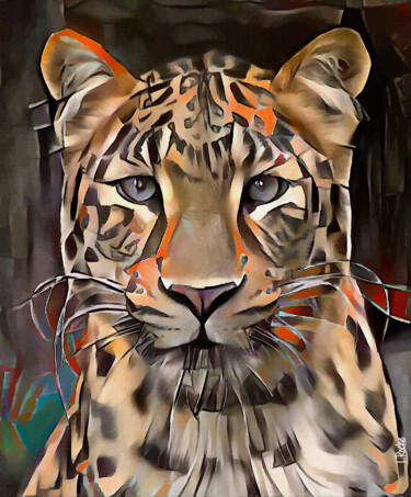 Digital Arts titled "Tamyn, leopard" by L.Roche, Original Artwork, Acrylic