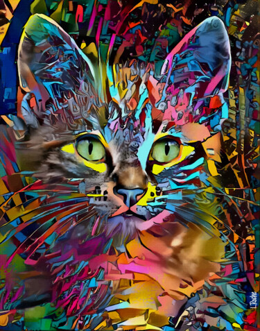 Digital Arts titled "Zakko, cat" by L.Roche, Original Artwork, Acrylic