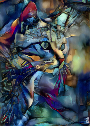 Digital Arts titled "Arnel, cat" by L.Roche, Original Artwork, Acrylic