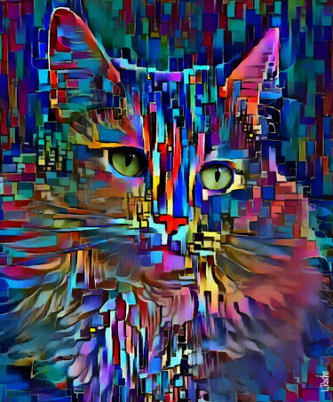 Digital Arts titled "Dessa,cat" by L.Roche, Original Artwork, Acrylic