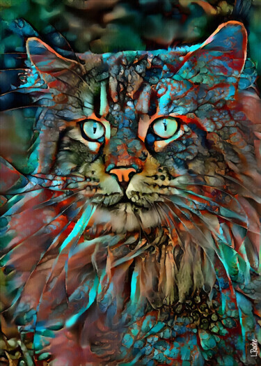 Digitale Kunst getiteld "Jadette, cat - Mix…" door L.Roche, Origineel Kunstwerk, Acryl