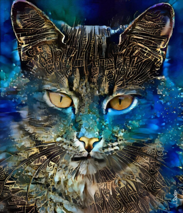 Digital Arts titled "Nigel, cat" by L.Roche, Original Artwork, Acrylic