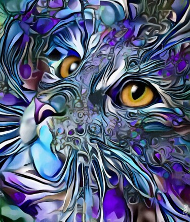Digital Arts titled "Jakypop, cat" by L.Roche, Original Artwork, Acrylic