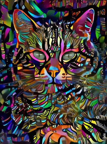 Digital Arts titled "Nikkosy, cat" by L.Roche, Original Artwork, Acrylic