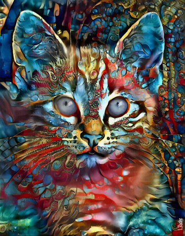 Digital Arts titled "Gulben, cat" by L.Roche, Original Artwork, Acrylic