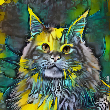 Digital Arts titled "Milosha, cat" by L.Roche, Original Artwork, Acrylic